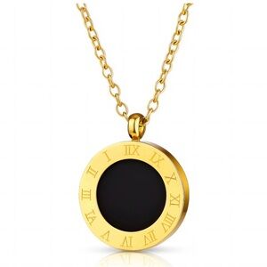 18k Gold plated steel Black Pendant Necklace